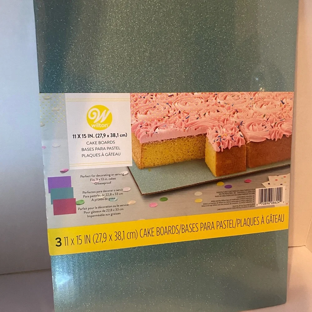 Wilton Pastel Teal Cake Boards with Subtle Shimmer - 3 Pack